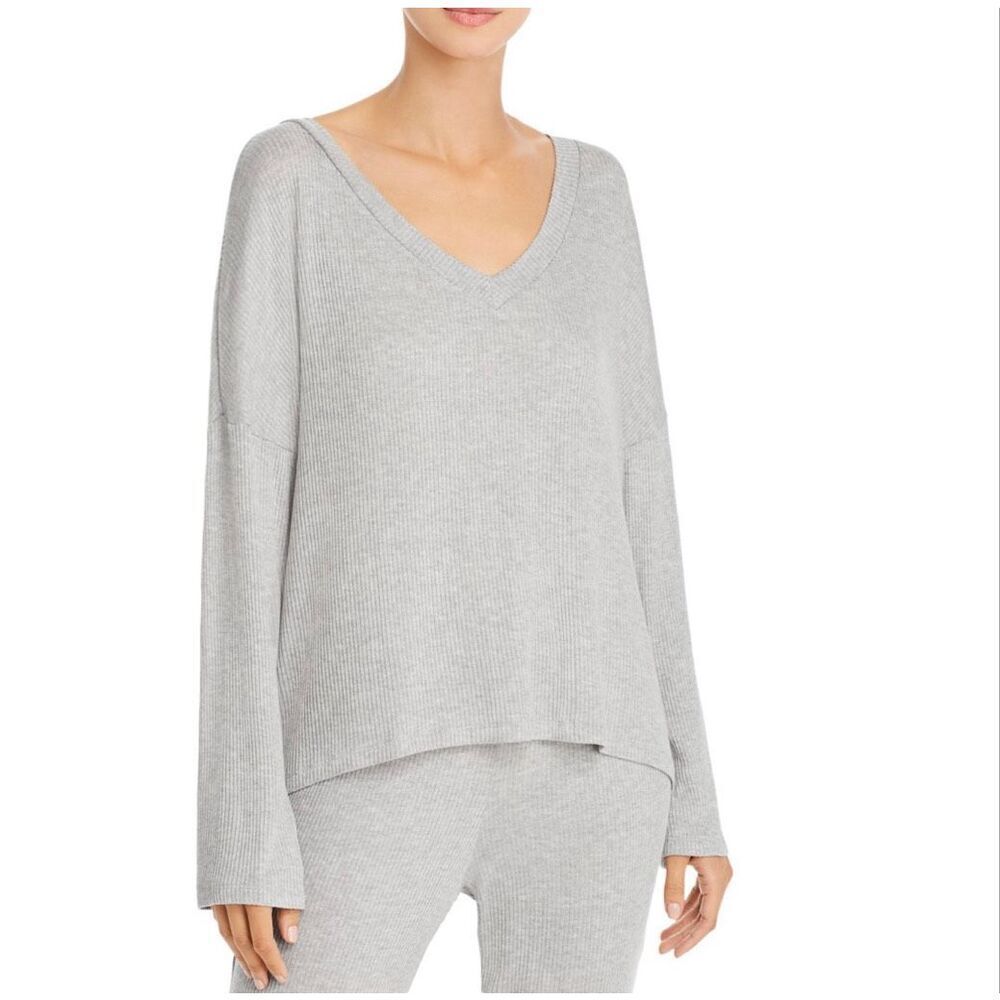 Eberjey Elon V Neck Pullover Heather Grey size small NWT